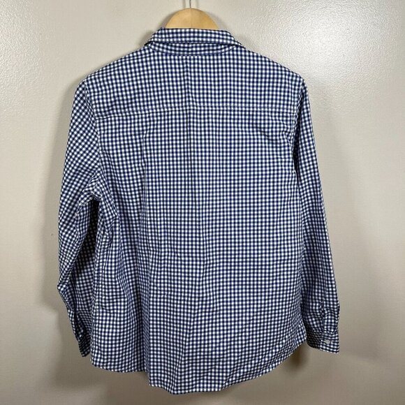 J.Mclaughlin Gingham Button Up Shirt Size 14 Blue Cotton Preppy Work Office - Picture 2 of 9